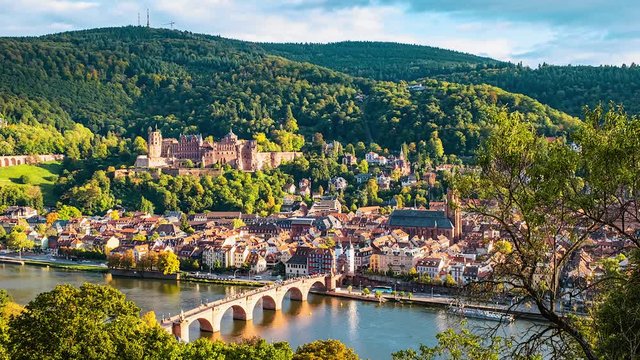 Time lapse view of beautiful Heidelberg, Germany