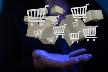 Transport Cardboard boxes, logistics and delivery concept digital  3d.