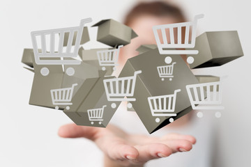 Transport Cardboard boxes, logistics and delivery concept digital  3d.