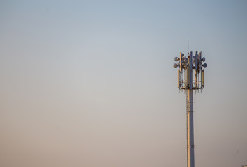 A Large Communications Tower on a Blue Sky.