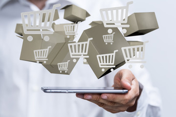 Transport Cardboard boxes, logistics and delivery concept digital  3d.