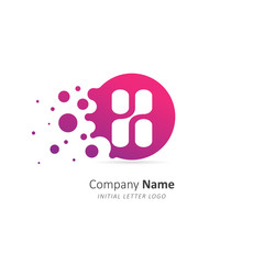 Initial letter H Logo with a lot of dots. Design vector splash dots logo for company. Illustration template