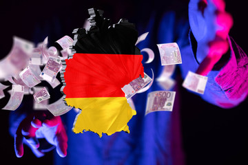 Abstract of germany map network, internet and global connection concept, Wire Frame 3D