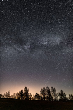 Droga Mleczna, Milky Way , Gwiazdy, Farma Wiatrowa nocą, noc, gwieździsta noc, n&oacute;w,