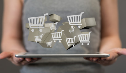 Transport Cardboard boxes, logistics and delivery concept digital  3d.