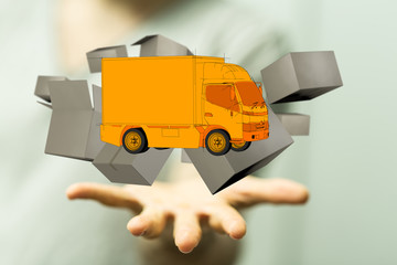 Transport Cardboard boxes, logistics and delivery concept digital  3d.