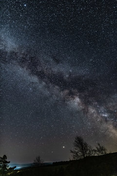 Droga Mleczna, Milky Way , Gwiazdy, Farma Wiatrowa nocą, noc, gwieździsta noc, n&oacute;w,