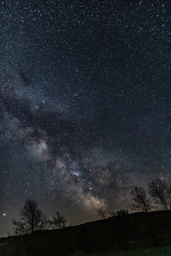 Droga Mleczna, Milky Way , Gwiazdy, Farma Wiatrowa nocą, noc, gwieździsta noc, n&oacute;w,