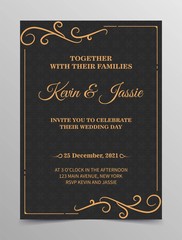Fototapeta na wymiar Luxury vintage golden vector invitation card template 