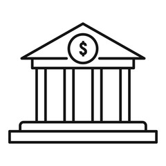 Bank building icon. Outline bank building vector icon for web design isolated on white background