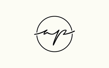 ap or pa and a, p Lowercase Cursive Letter Initial Logo Design, Vector Template
