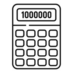 Millionaire calculator icon. Outline millionaire calculator vector icon for web design isolated on white background