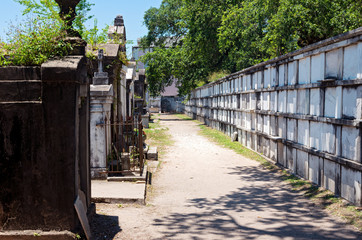 wall vaults and tombs at historic cemetery in new orleans