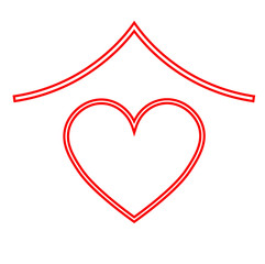 vector stay home icon, house and heart isolated on white background love