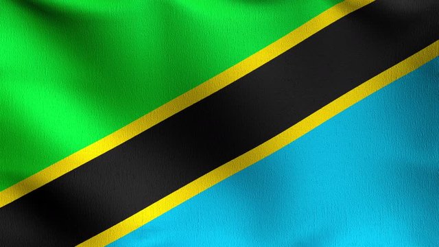 Seamless Loop 4K VDO. Tanzania national flag blowing in the wind isolated. Official patriotic abstract design. 3D rendering illustration of waving sign symbol.