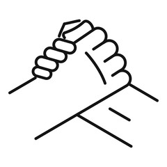 Friends handshake icon. Outline friends handshake vector icon for web design isolated on white background