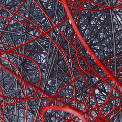 Abstraction of gray and red wires