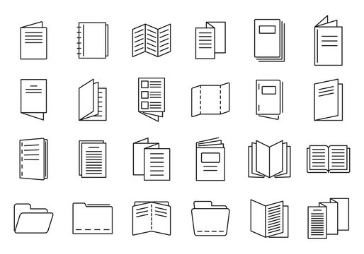 Catalogue icons set. Outline set of catalogue vector icons for web design isolated on white background