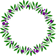 
A wreath of leaves and berries for lettering invitation congratulations. Frame. Place for text.