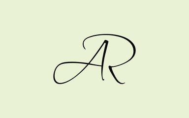 AR or RA and A, R Uppercase Cursive Letter Initial Logo Design, Vector Template