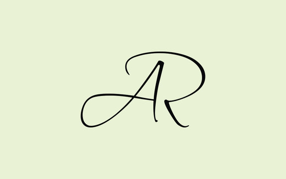 AR or RA and A, R Uppercase Cursive Letter Initial Logo Design, Vector Template