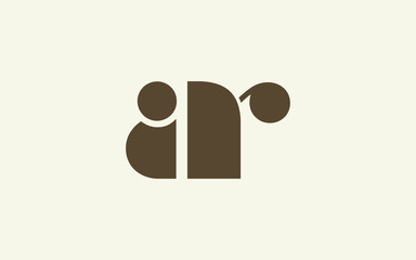 ar or ra and a, r Lowercase Letter Initial Logo Design, Vector Template
