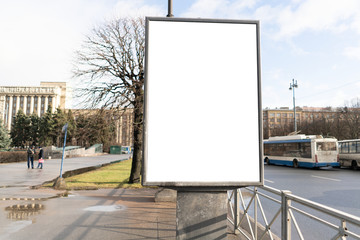 advertising box with a white background for advertising in the city