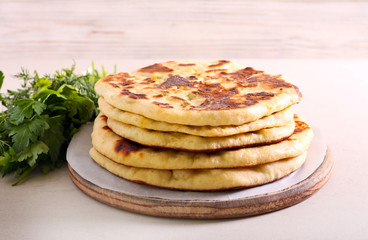 Flatbread with cheese and herb filling