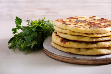 Flatbread with cheese and herb filling