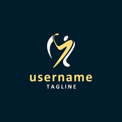 simple golf logo design inspiration . letter ML golf logo design inspiration . M golf logo design . simpe golfer silhouette