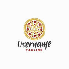 circle pizza logo design inspiration . simple pizza logo design template . pizza top view logo design