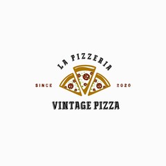 vintage pizza logo design template . rustic pizza logo design inspiration . pizza logo emblem vector