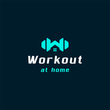 home workout logo design inspiration . letter W for workout logo design template . dumbell logo design . W logo