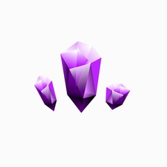 purple violet crystal hollow logo design inspiration . amethyst logo design inspiration . 3d diamond logo design template . chunks of crystal icon
