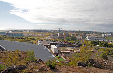 the summer cityscape of icelandic city Reykjavik - 342747757