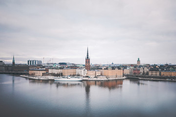 Fototapeta na wymiar A bridge over a body of water, Stockholm city view in Sweden
