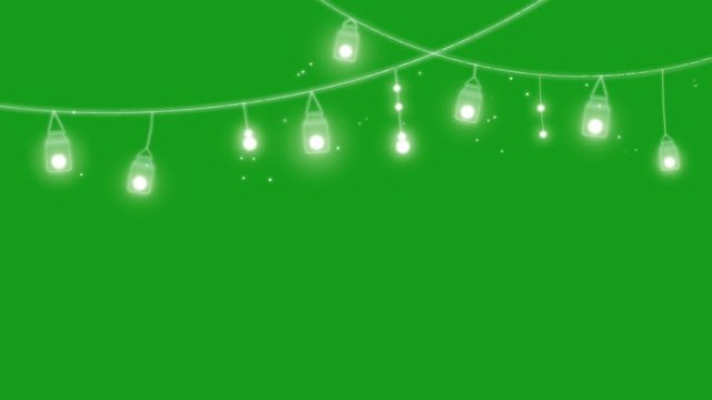 Hanging decorative lights with green screen background 1