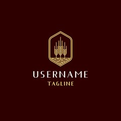 emblem wheat logo design inspiration . line art wheat logo design template . luxury healthy food logo design