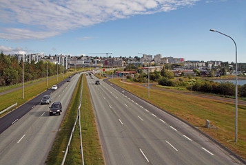 road motion in the icelandic city Reykjavik - 342747921