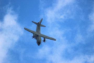 
Military aircraft during flight - obrazy, fototapety, plakaty