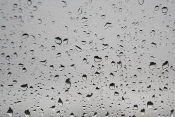 Raindrops on glass gray background