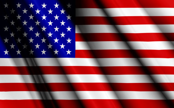3d image of the waving flag United States of America