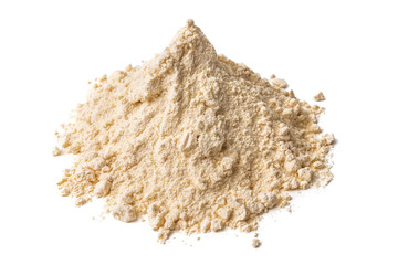 heap of original protein powder on white