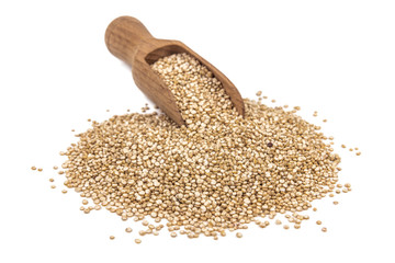 heap of quinoa on white