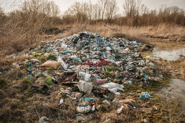 pile of garbage in the nature