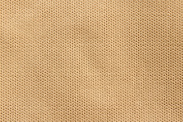 Beige synthetic fabric for wallpaper design. Weave cotton background texture.