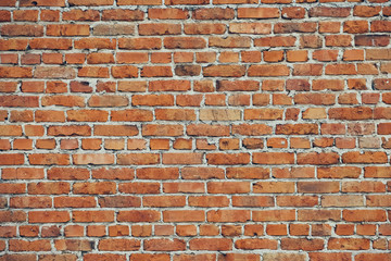 Grunge Brick Wall Horizontal Background. Vintage brickwork backdrop or Pattern of old brick wall....