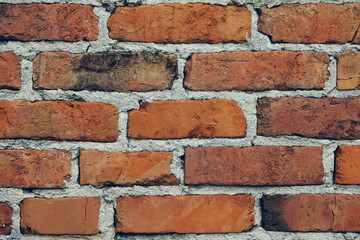 Grunge Brick Wall Horizontal Background. Vintage brickwork backdrop or Pattern of old brick wall. Grunge great for your design