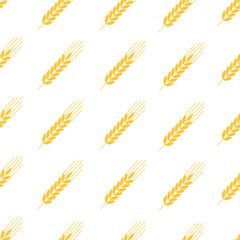Vector seamless pattern illustration ears of yellow wheat.