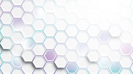 Abstract Hexagon wallpaper , white Background , 3d vector illustration .